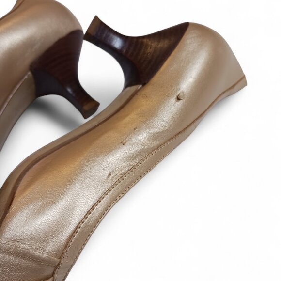 Franco Sarto Metallic Gold Kitten Heel Loafers — Women’s 8.5 - Picture 9 of 16